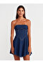 90552 Strapless Bell Denim Dress-Navy Blue
