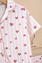 Pink Striped Heart Patterned Girl's Short Sleeve Pajama Set with Eye Patch 20567 - 3