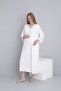 Pregnant and Maternity V-Neck Zero Sleeve Nightgown Set with Dressing Gown - 3