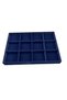 Domestic Production Suede Fabric Dark Blue Color 34 cm / 24 cm Twelve Compartment Drawer Inside Jewelry Stand - 4