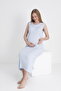 Sleeveless Maternity and Postpartum Nightgown Set with Striped Detail and Nursing Accessory - 6