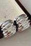 Serrated Thick Hoop Silver Women Earrings - 2
