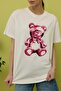 Women's Ecru Teddy Bear Printed Oversize T-Shirt - 3