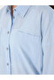 Blue Oversize Linen Blend Long Sleeve Shirt 50313128 -Vr249 - 7