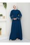 Women's Modest Prayer Dress with Stone-Embellished Sleeves, Formal Abaya Dress – Turquoise - 5