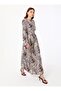Shawl Patterned Hijab Dress with Tie Detail - - 4