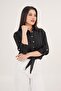 Striped Black Crop Shirt with Tie Detail - 7
