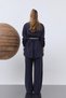 Women's Shirt and Trousers Set with Gathered Waist and Pocket Detail - 14313Tks - Navy Blue - 6