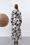 Women's Belt Detailed Patterned Dress - 12602Elb - Black - 5