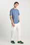100% Cotton Frank Relaxed Fit Wide Cut White Jean Denim Trousers - 2