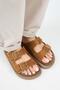 (Sude) Women's Genuine Leather Double Buckle Trock Taba Slippers - 3