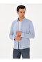 Light Blue Slim Fit Cotton Blend Bottomed Ribbed Shirt 50304495-Vr003