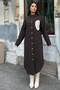 Coffee Double-Sided Soft Texture, Applique Detail, Double Stamp Shirt Dress - 5