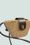 Aria Wicker Look Mini Crossbody Bag with Inner Lining and Handle Detail - 4