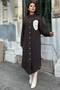 Coffee Double-Sided Soft Texture, Applique Detail, Double Stamp Shirt Dress - 8