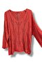 Leaf Pattern Hole Cotton Knitwear Blouse - 3
