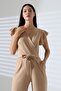 Double Breasted Jumpsuit with Flounces on the Sleeves and Belted Waist - 7