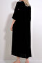 Women's Black V-Neck Embroidered Woven Dress Prmx12018 - 3