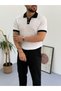 Men's 100% Cotton Collar and Sleeve Detailed Knitwear Polo Neck Short Sleeve Tshirt - 2