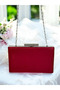 Burgundy Crystal Stone Satin Stone Handle Women's Evening Bag Evening Dress Bag - 4