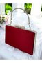 Burgundy Crystal Stone Metal Handle Satin Women's Evening Bag Evening Dress Bag