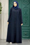 Zippered Navy Blue Hijab Ferace 625L