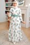 Patterned Green Hijab Dress 1228Cy