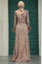 Silvery Copper Hijab Evening Dress 23061Bkr - 4