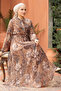 Floral Patterned Camel Hijab Dress 50355C