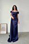 Off-Shoulder Draped Evening Dress