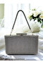 Anthracite Gray Platinum Color Stone Glitter Non-Spill Glitter Women's Evening Dress Bag - 2