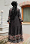 Patterned Anthracite Hijab Dress 50095ANT - 4
