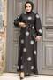 Silver Hijab Dress - Floral Pattern, Model No: 30442GMS