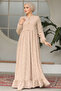 Laced Beige Hijab Dress 23201BEIGE - 5