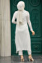 Buttoned Ecru Hijab Tunic 5401E - 3