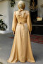 Bead Detailed Biscuit Hijab Evening Dress 23301BS - 5