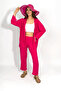Women's Pants Bottom Top Double Kimono Suit Casual Fit Pink - 2