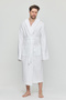 Men's Muslin Pocket Tie Hooded White Bathrobe - 3