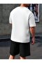 White Black California Printed Shorts T-Shirt Set - 2