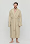 Men's Muslin Pocket Tie Hooded Beige Bathrobe