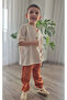 Copper Muslin Trousers & Natural Şile Bezi Capri Sleeve Tassel Shirt Cotton Summer Set Mtye0071 - 7