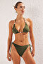 Haki Simli Üçgen İnci Aksesuarlı Regular Bikini Takımı TBESS25BT00059