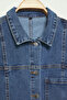 Açık Mavi Gömlek Yaka Cepli Orta Esnek Büyük Beden Denim Elbise TBBSS25AH00088 - 7