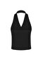 Siyah Slim Tüvit Kumaş Çiçek Düğme Aksesuarlı Crop Örme Yelek TWOSS25YE00081 - 6