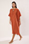 Kiremit Dokuma %100 Pamuk Maxi Plaj Elbise TBESS25EL00057 - 3