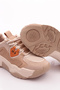 Women's Lace-Up Thick Sole Sports Shoes Beige Tan 762323138 - 4