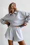 Gray Polo Neck Women's Shorts Sweatshirt Set Mg2375 - 2