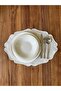 طقم من قطعتين من مفارش طاولة مطرزة بخرز اللؤلؤ، باللون الإكرو - 4