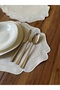 طقم من قطعتين من مفارش طاولة مطرزة بخرز اللؤلؤ، باللون الإكرو - 2