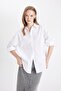 Oversize Wide Fit Basic Plain Oxford Long Sleeve Shirt Z4893Az24Au - 2